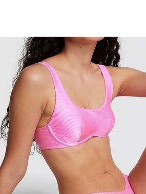 Set Of Two Different Pink ribbed Bikini tops from the brand VS PINK. XXL NWT’s